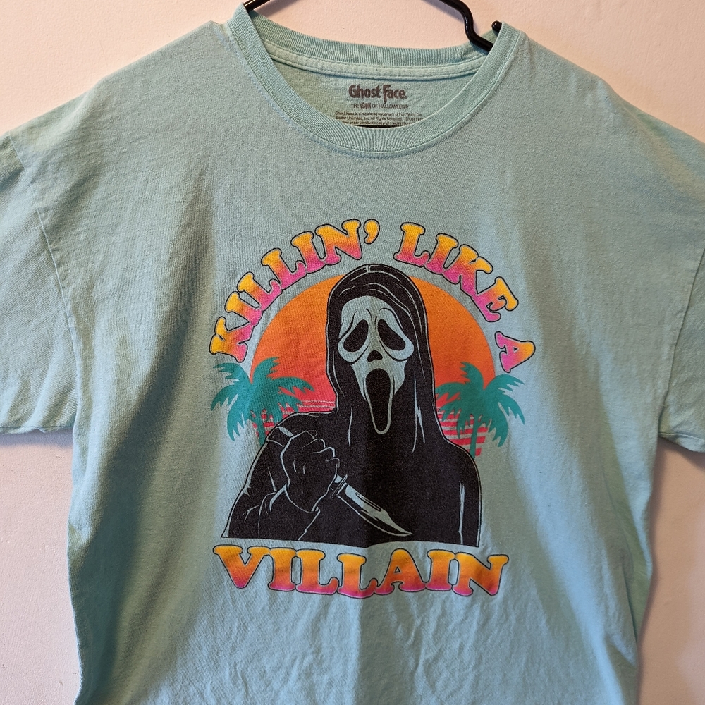 Ghostface Scream Killin Like a Villain Graphic Tee T Shirt Teal unisex XL